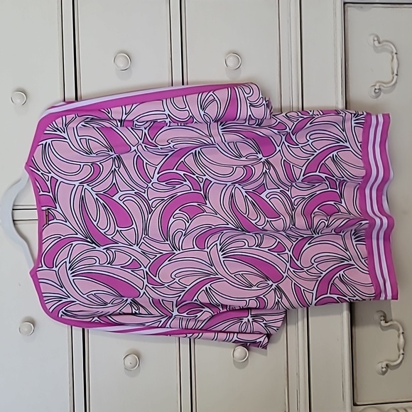 Michael Kors Women's XL Tunic Top Blouse Pink White Black - Picture 4 of 5